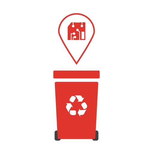 Red electronics recycling trash.svg