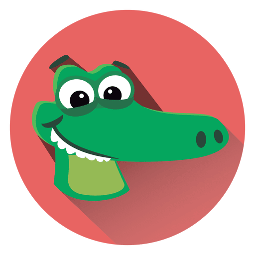 Icono de c?rculo de dibujos animados de cocodrilo Diseño PNG