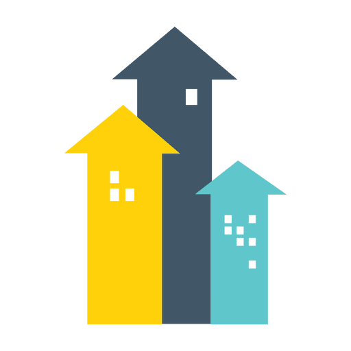 Flecha casas icono de bienes raíces Diseño PNG