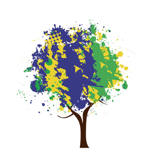 K?nstlerisch gemalter abstrakter Baum PNG-Design