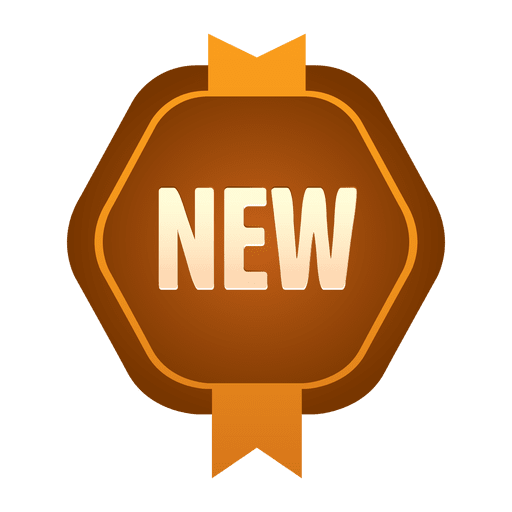 Brown new hexagon badge