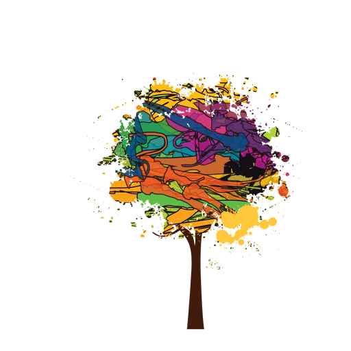 Brush paint colorful tree