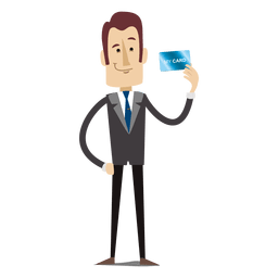 Caricatura hombre de negocios tenencia tarjeta de crédito Diseño PNG