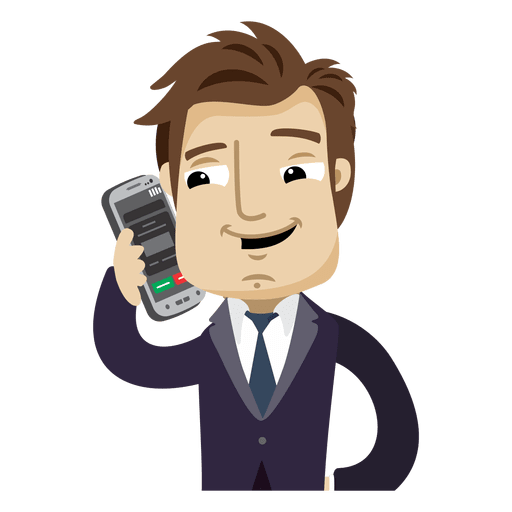 Caricatura hombre de negocios hablar celular Diseño PNG