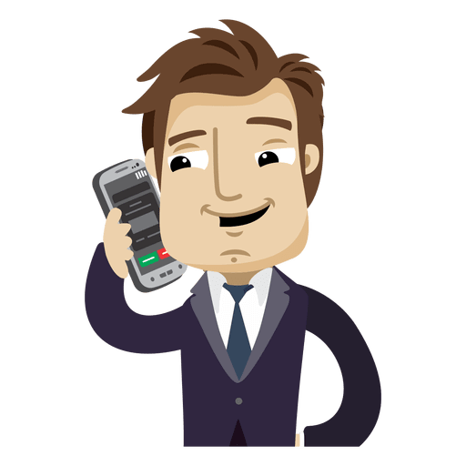 Homem negócios, caricatura, falando, cellphone - Baixar PNG/SVG