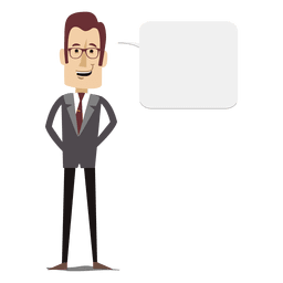 Burbuja de texto de dibujos animados de empresario Diseño PNG