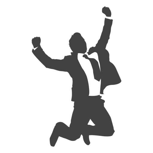 Businessman celebrating success silhouette PNG Design
