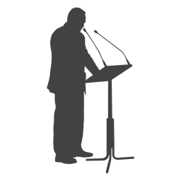Silueta de empresario dando discurso Diseño PNG