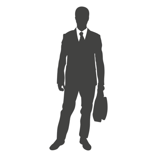 Businessman silhouette standing with bag PNG Design