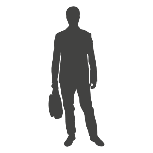 Businessman silhouette with bag PNG Design