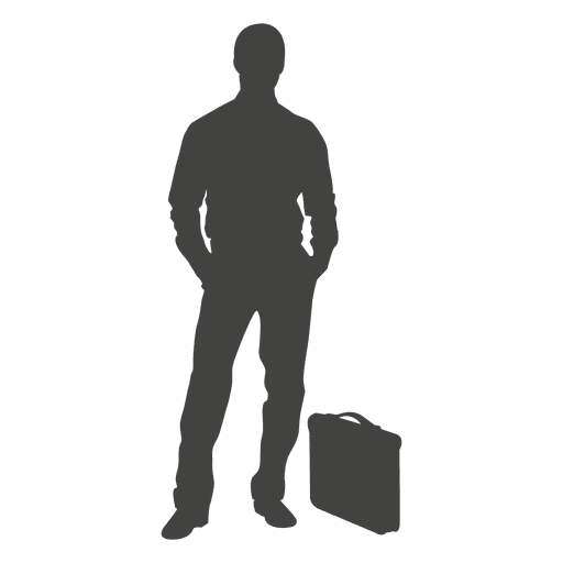 Businessman standing by briefcase PNG Design
