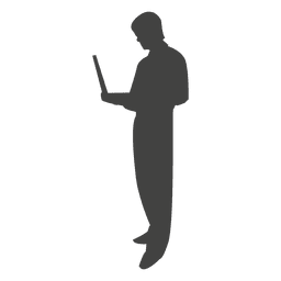 Businessman standing with laptop PNG Design