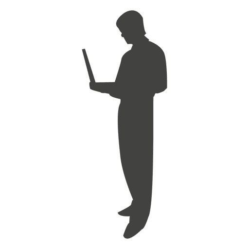 Businessman standing with laptop PNG Design