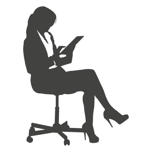 Businesswoman accessing tab on chair PNG Design