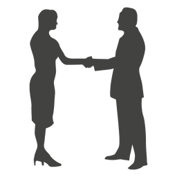 Businesswoman meeting businessman silhouette Transparent PNG