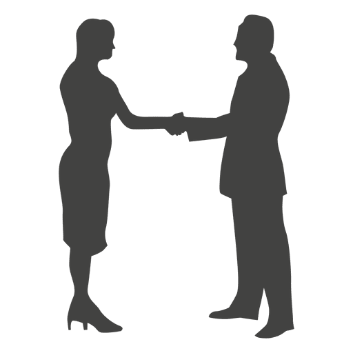 Businesswoman meeting businessman silhouette PNG Design