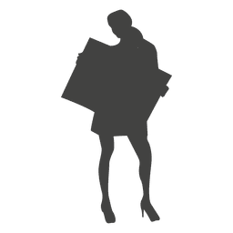 Geschäftsfrau die mit Brett aufwirft PNG-Design