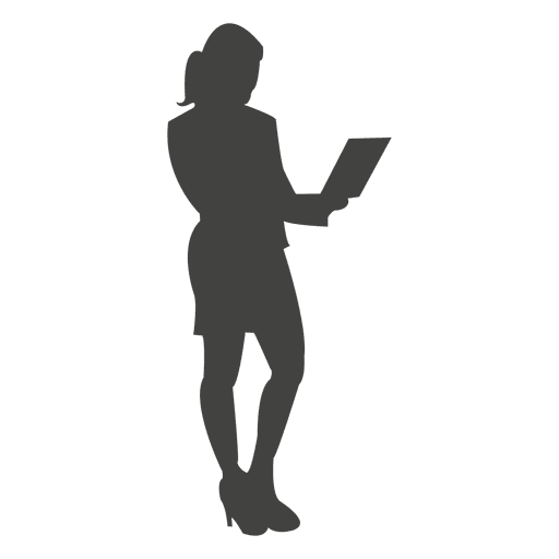 Businesswoman standing with laptop PNG Design