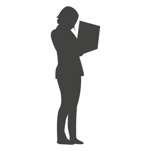 Businesswoman standing working on laptop PNG Design
