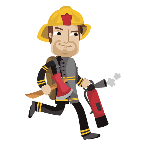 Dibujos animados de bombero ocupado Diseño PNG