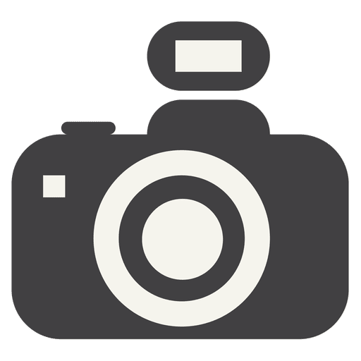 Flaches Kamerasymbol mit Blitz PNG-Design