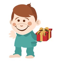 Menino de desenho animado segurando uma caixa de presente Desenho PNG