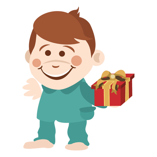 Cartoon boy holding giftbox PNG Design