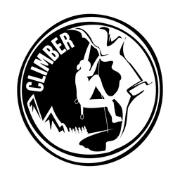 Insignia de camping escalador Diseño PNG