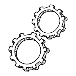 Ícone desenhado à mão de roda dentada Transparent PNG