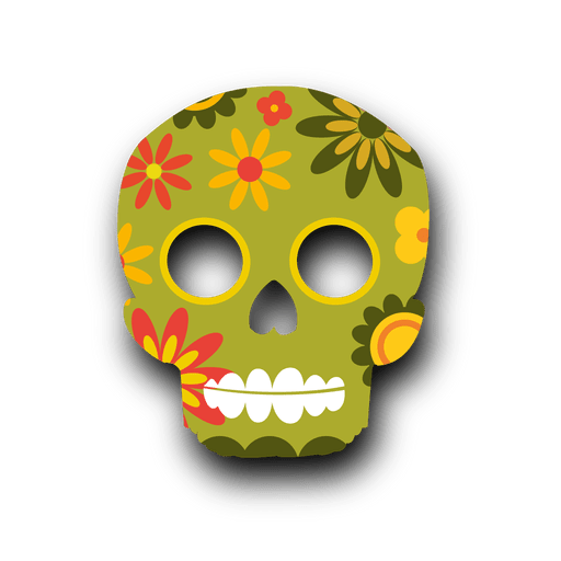 Colorful floral sugar skull PNG Design