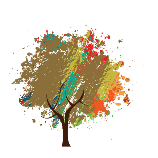 Crayon painted abstract tree PNG Design