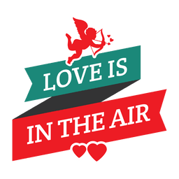 Distintivo de namorados de fita Cupido Desenho PNG