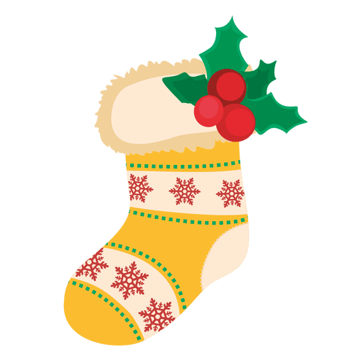 Decorative socks with mistletoe PNG Design