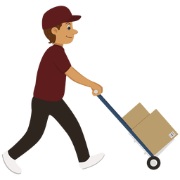 Homem entrega carregar trole Desenho PNG