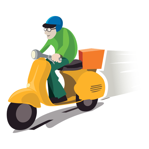 Delivery man on motorbike