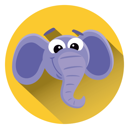 Icono de c?rculo de dibujos animados de elefante Diseño PNG
