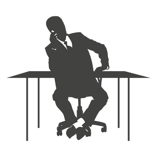 Executive talking phone on chair PNG Design