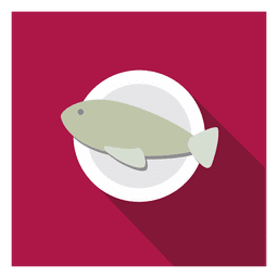 Fish on plate square icon PNG Design