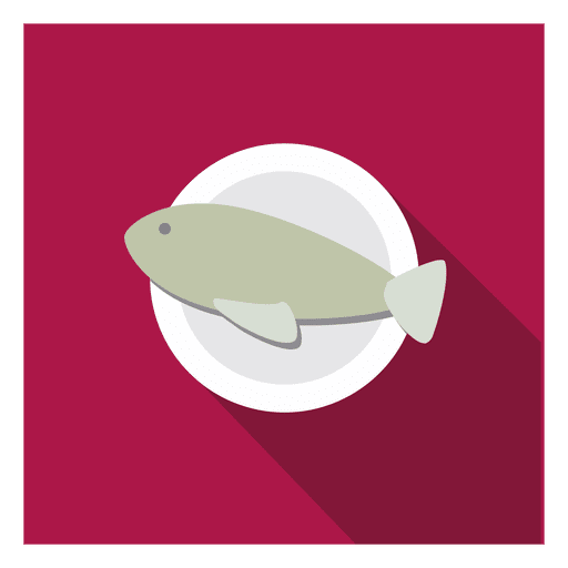 Fish on plate square icon