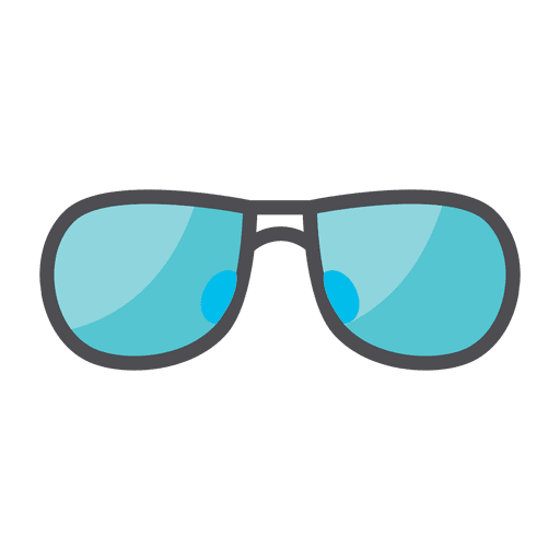 Icono de gafas de sol azul plano