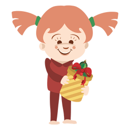 Desenho de menina carregando caixa de presente Desenho PNG