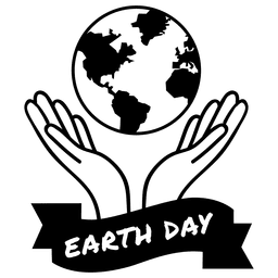 Globe Hände Earth Day Label PNG-Design
