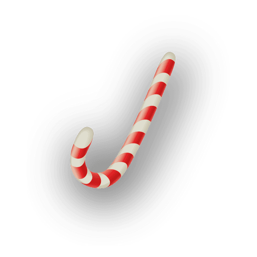 Glossy candy cane with shadow