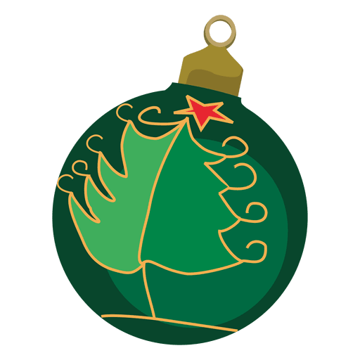 Green decorative christmas bauble PNG Design