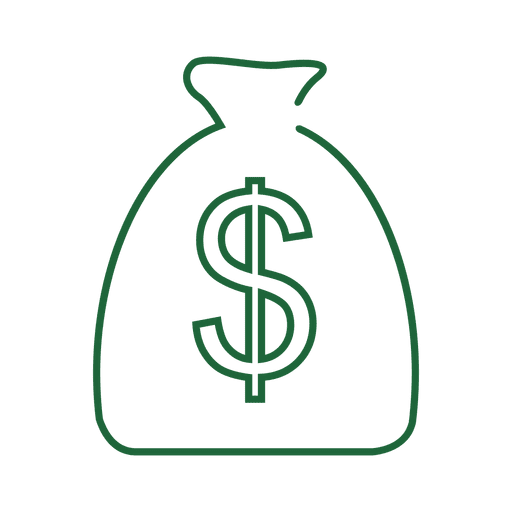 Green dollarl bag line icon.svg - Transparent PNG & SVG vector file