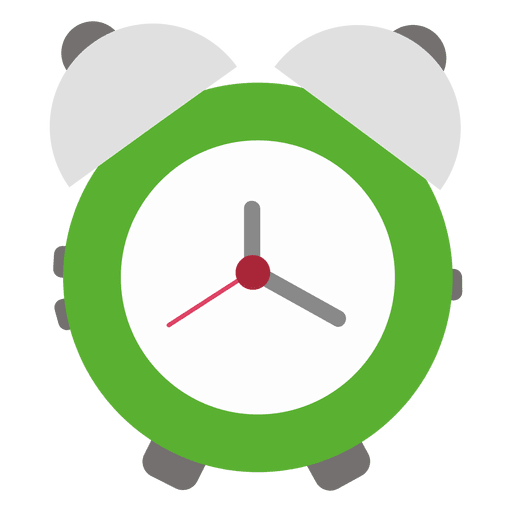 Green flat alarm clock PNG Design