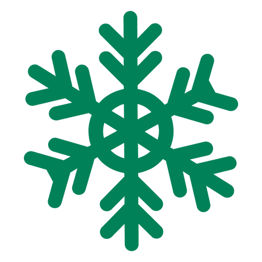 Grünes flaches Schneeflockensymbol PNG-Design