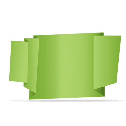 Banner de origami doblado verde Diseño PNG