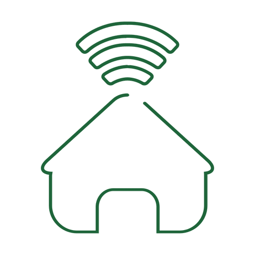 Green home network line icon.svg