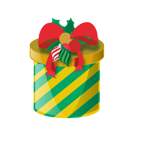 Caja de regalo redonda amarillo verde Diseño PNG